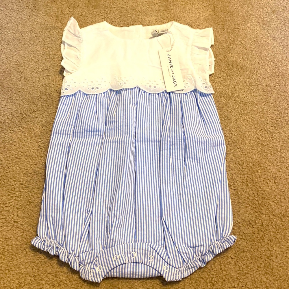 NWT Janie & Jack seersucker eyelet bubble